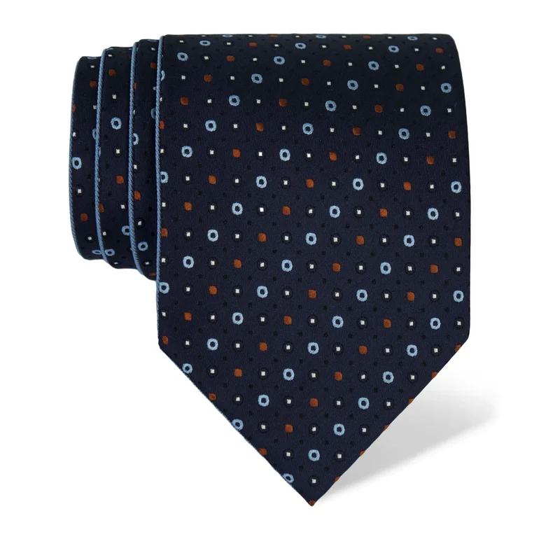 Cravat CROATA Classic Double face Ovals Dark blue  Silk 100%  