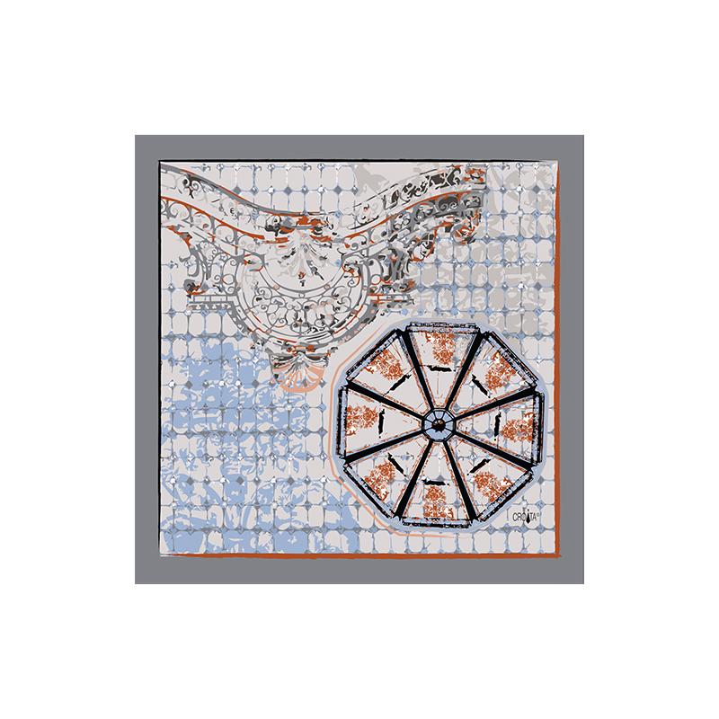 Scarf CROATA Thematic  Octagon White  Silk 100%  