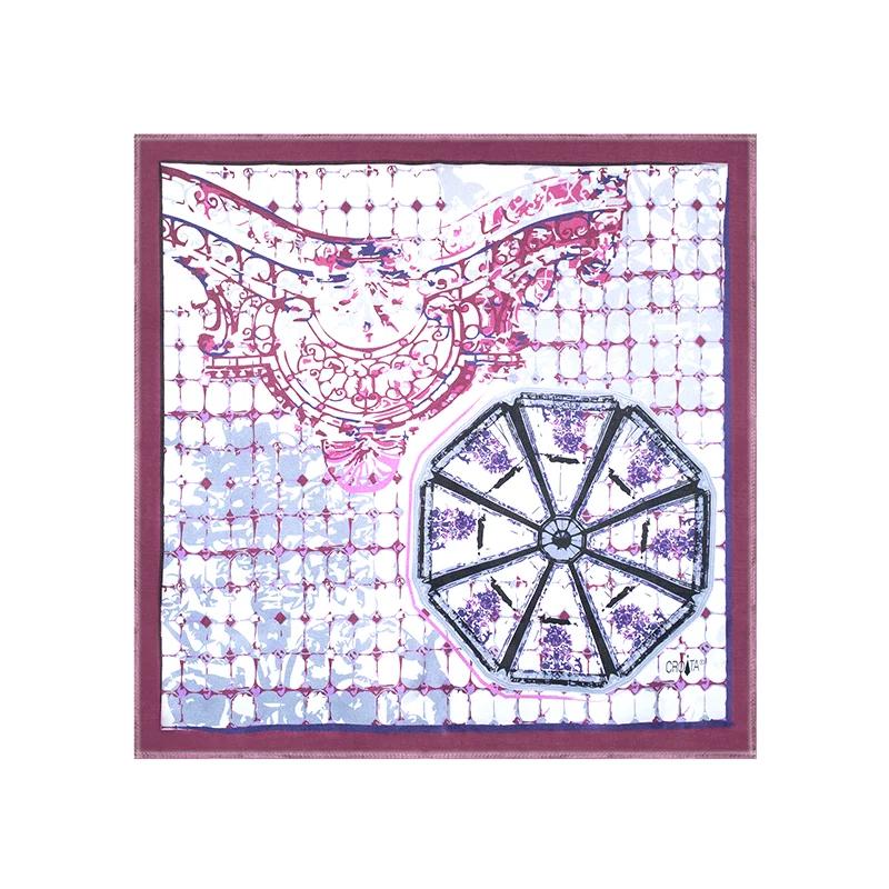 Scarf CROATA Thematic  Octagon Purple  Silk 100%  