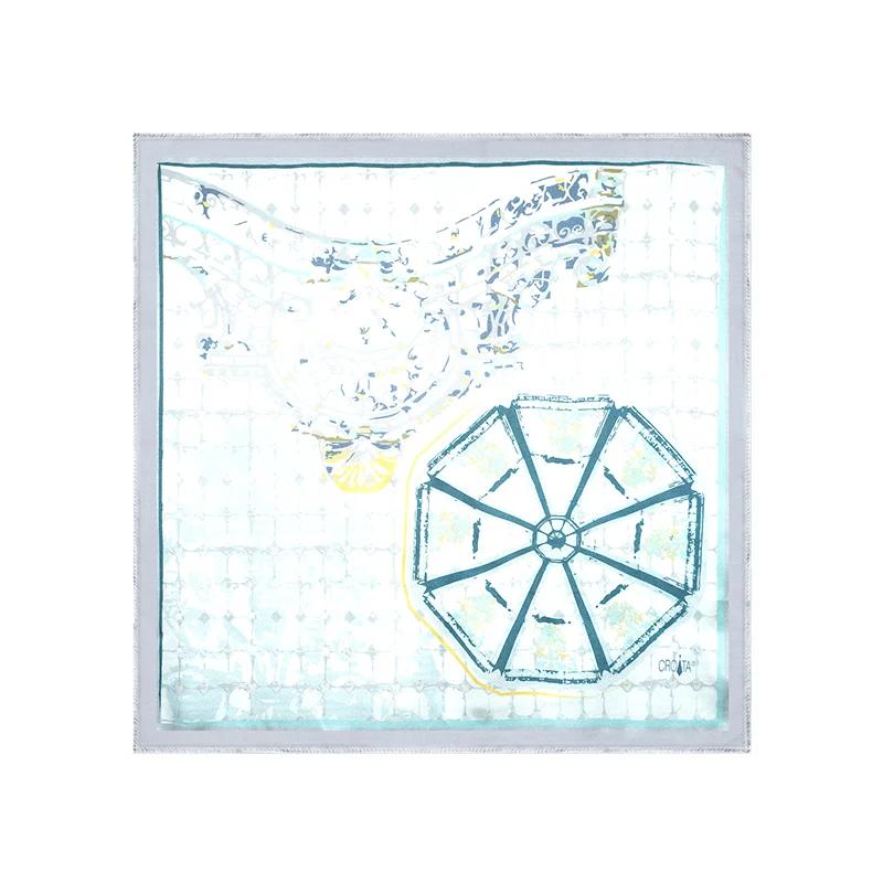 Scarf CROATA Thematic  Octagon Grey  Silk 100%  