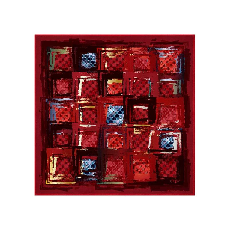 Scarf CROATA Thematic  Glagolitic alphabet Red  Silk 100%  