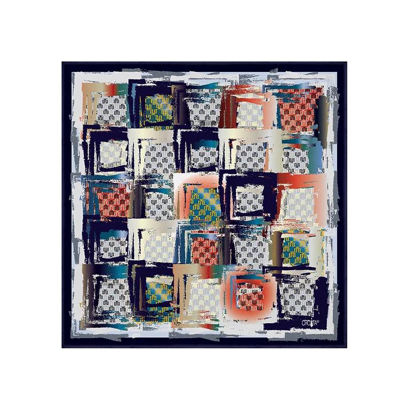 Scarf CROATA Thematic  Glagolitic alphabet Dark blue  Silk 100%  