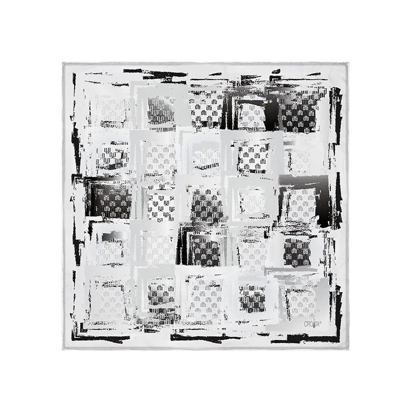 Scarf CROATA Thematic  Glagolitic alphabet White  Silk 100%  