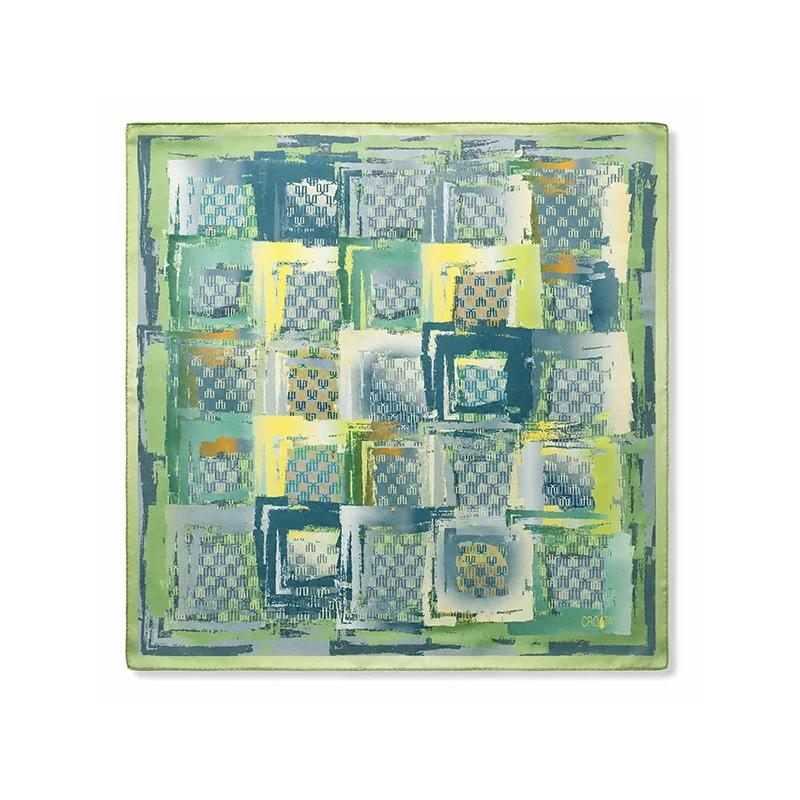 Scarf CROATA Thematic  Glagolitic alphabet Green  Silk 100%  