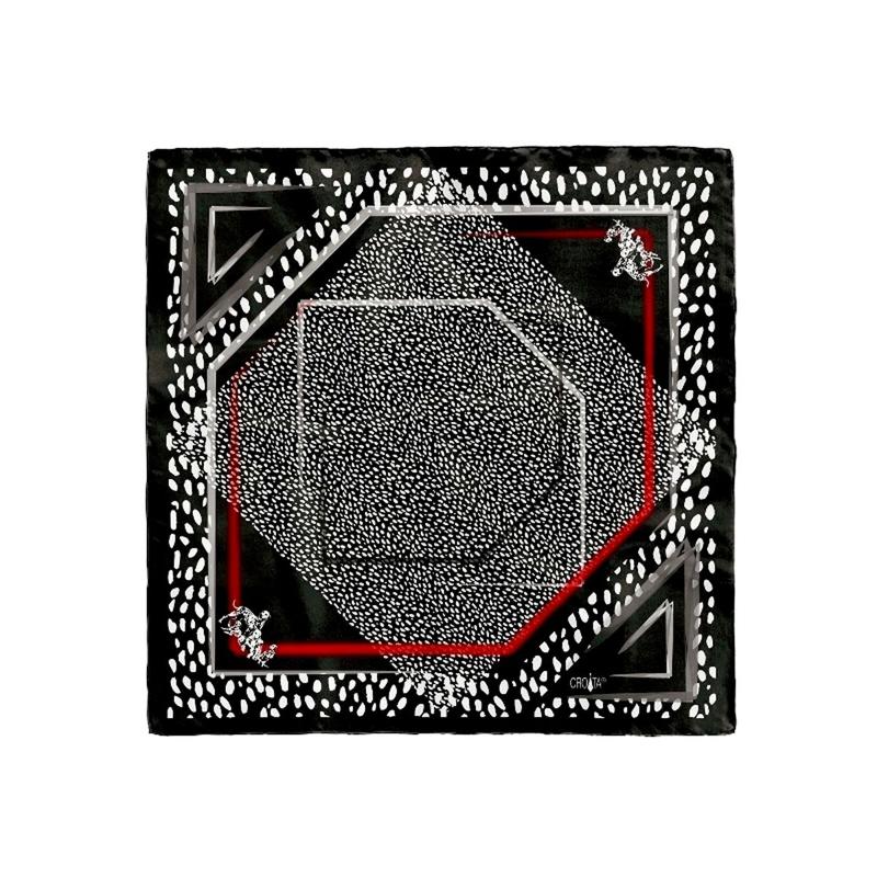 Scarf CROATA Thematic  Dalmatian dog Black  Silk 100%  