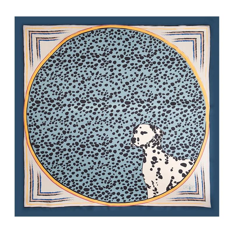 Scarf CROATA Thematic  Dalmatian dog Green  Silk 100%  