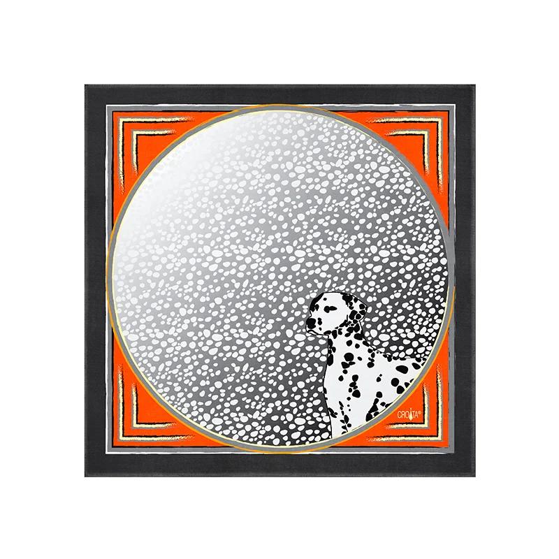 Scarf CROATA Thematic  Dalmatian dog Grey  Silk 100%  