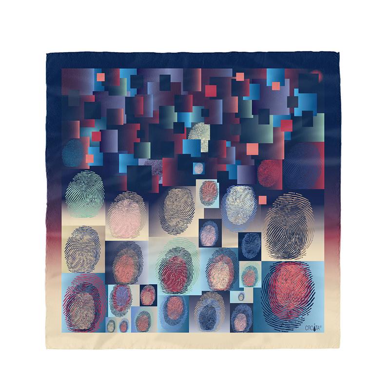 Scarf CROATA Thematic Scarf, thematic Fingerprints by Ivan Vučetić Beige  Silk 100%  