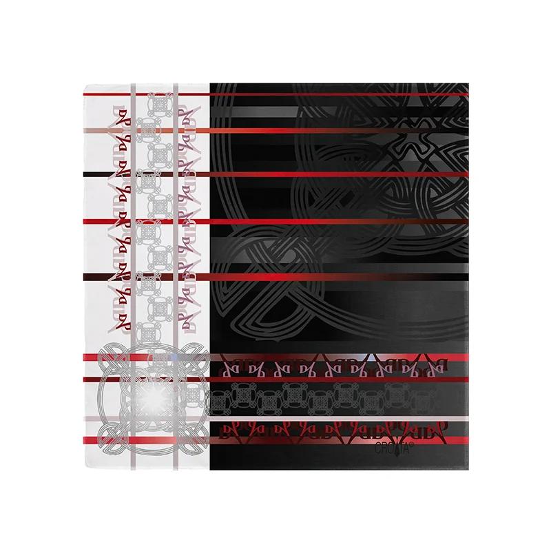 Scarf CROATA Thematic  Braiding and glagolitic alphabet Black  Silk 100%  