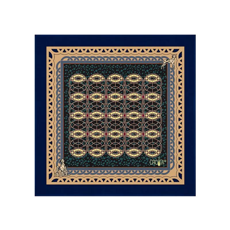 Scarf CROATA Thematic  Dalmatian dog Blue  Silk 100%  
