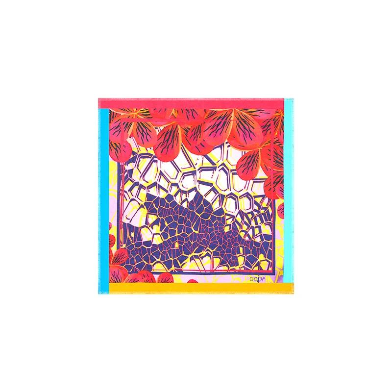 Scarf CROATA Classic  Flora and Fauna Red  Silk 100%  