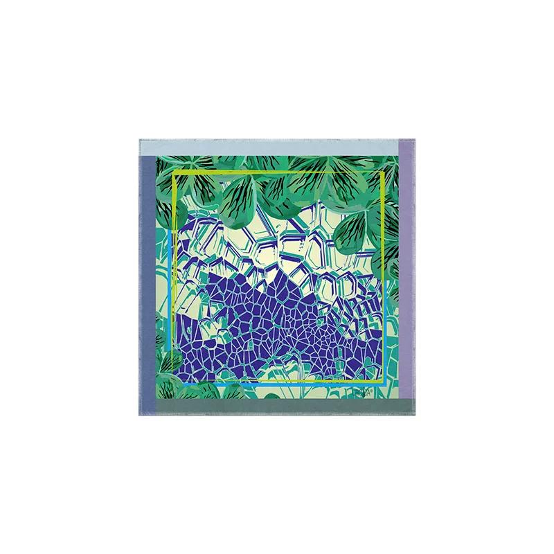 Scarf CROATA Classic  Flora and Fauna Green  Silk 100%  