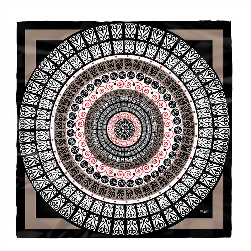 Scarf CROATA Brijuni Thematic Limited edition Secession Black  Silk 100%  