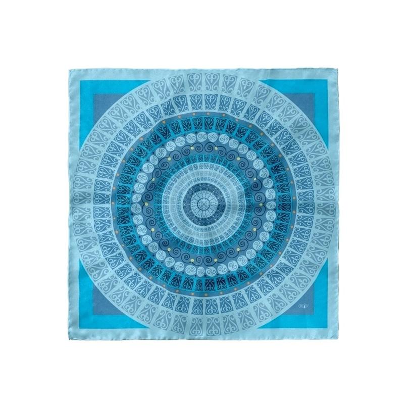 Scarf CROATA Brijuni Thematic Limited edition Secession Light blue  Silk 100%  