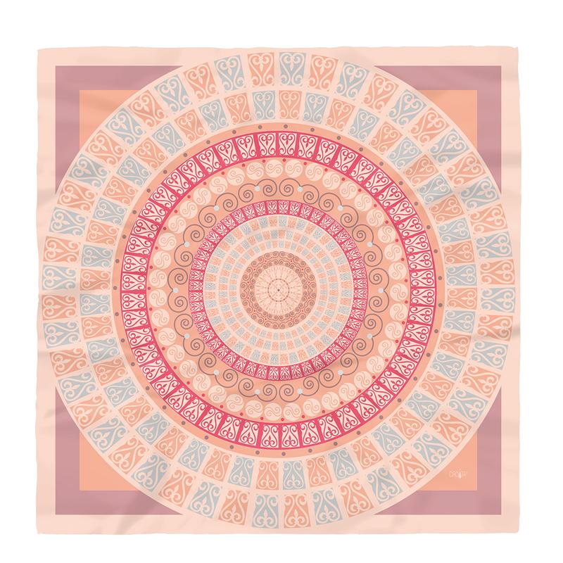 Scarf CROATA Brijuni Thematic Limited edition Secession Apricot  Silk 100%  