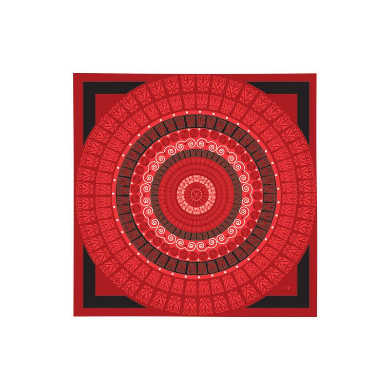 Scarf CROATA Brijuni Thematic Limited edition Secession Red  Silk 100%  