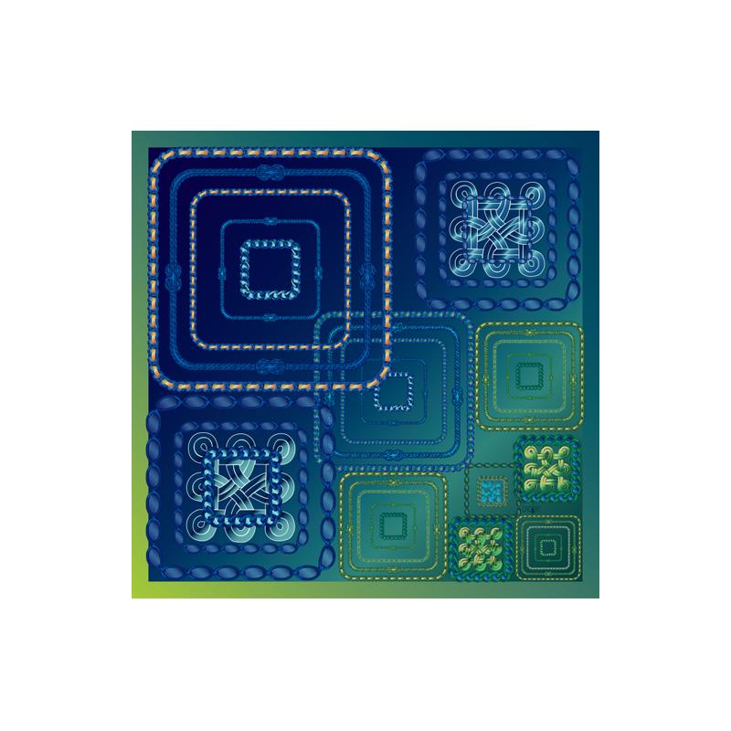 Scarf CROATA Brijuni Thematic Limited edition Braiding Green  Silk 100%  