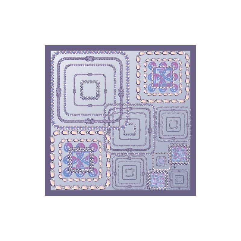 Scarf CROATA Brijuni Thematic Limited edition Braiding Lilac  Silk 100%  