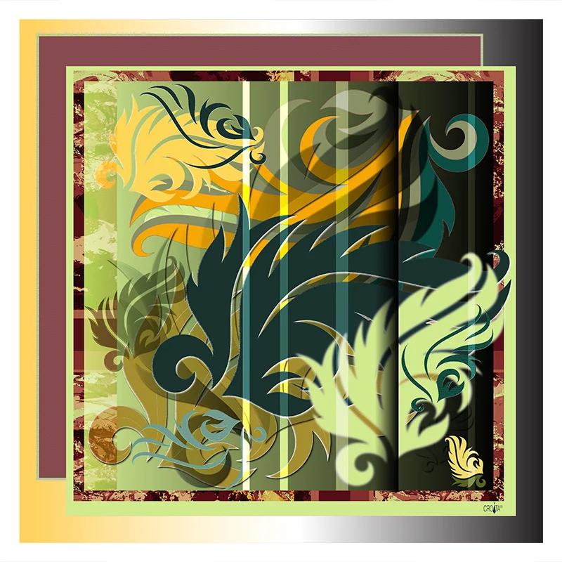 Scarf CROATA Brijuni Classic  Flora and Fauna Green  Silk 100%  