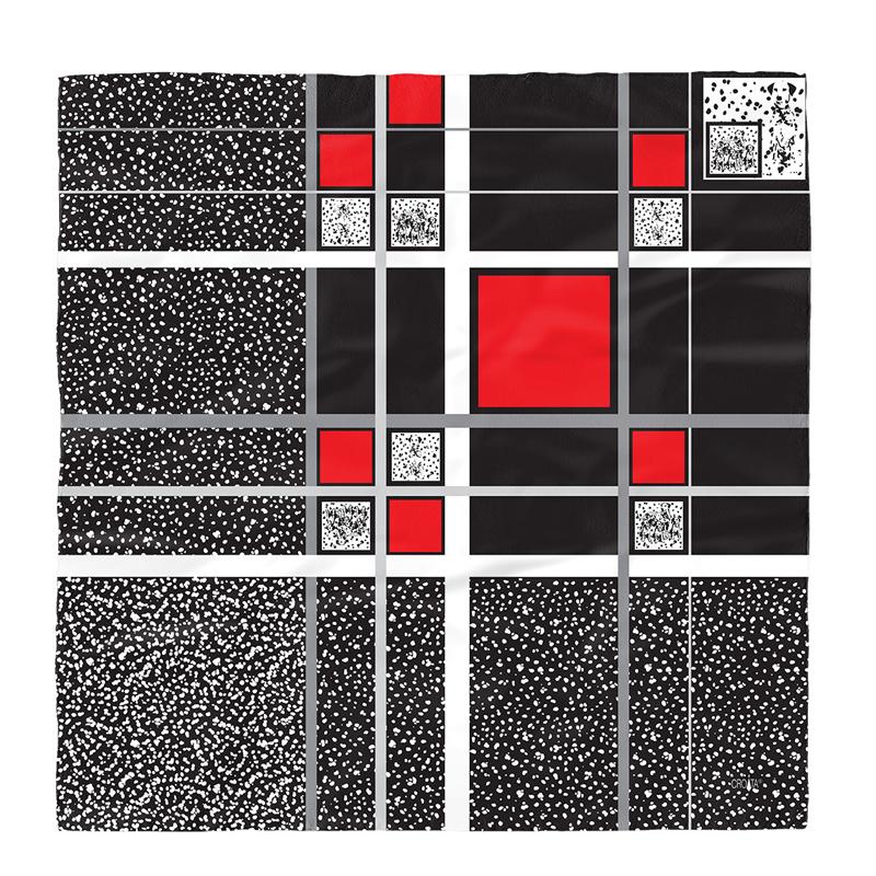 Scarf CROATA Brijuni Thematic  Dalmatian dog Black  Silk 100%  