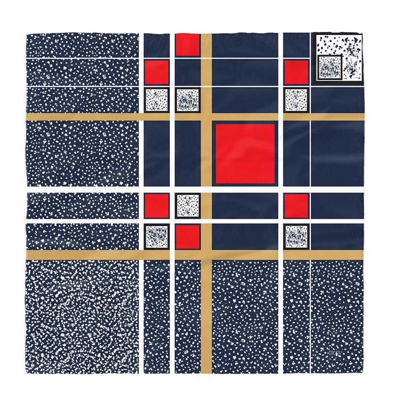 Scarf CROATA Brijuni Thematic Limited edition Dalmatian dog Dark blue  Silk 100%  