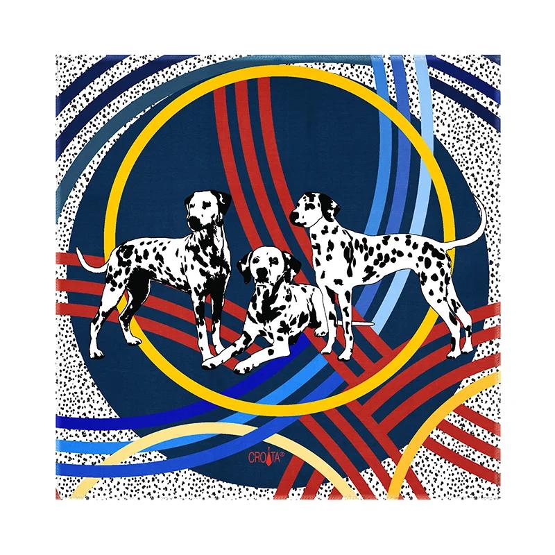 Scarf CROATA Brijuni Thematic  Dalmatian dog Blue  Silk 100%  