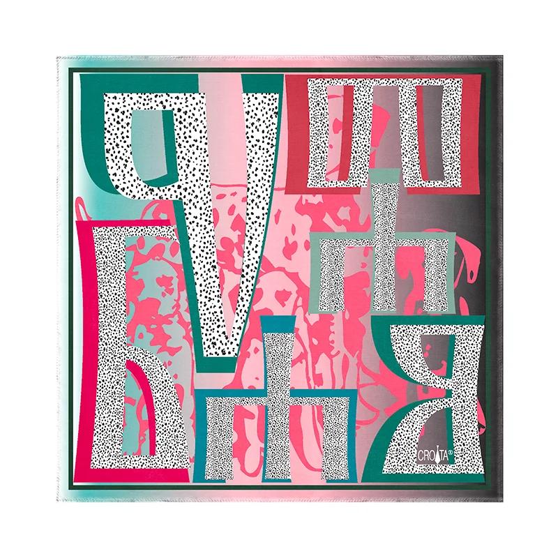 Scarf CROATA Brijuni Thematic  Dalmatian dog Pink  Silk 100%  