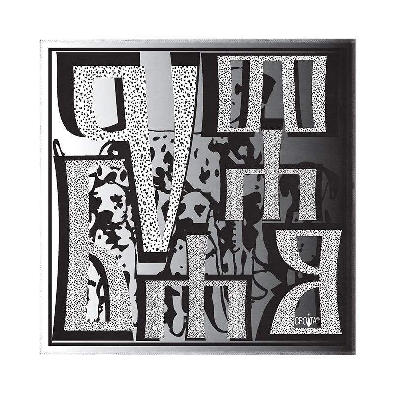 Scarf CROATA Brijuni Thematic  Dalmatian dog Black  Silk 100%  