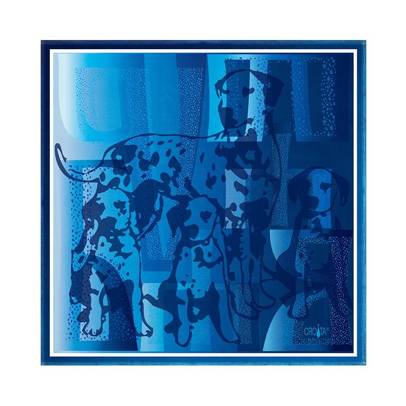 Scarf CROATA Brijuni Thematic  Dalmatian dog Blue  Silk 100%  