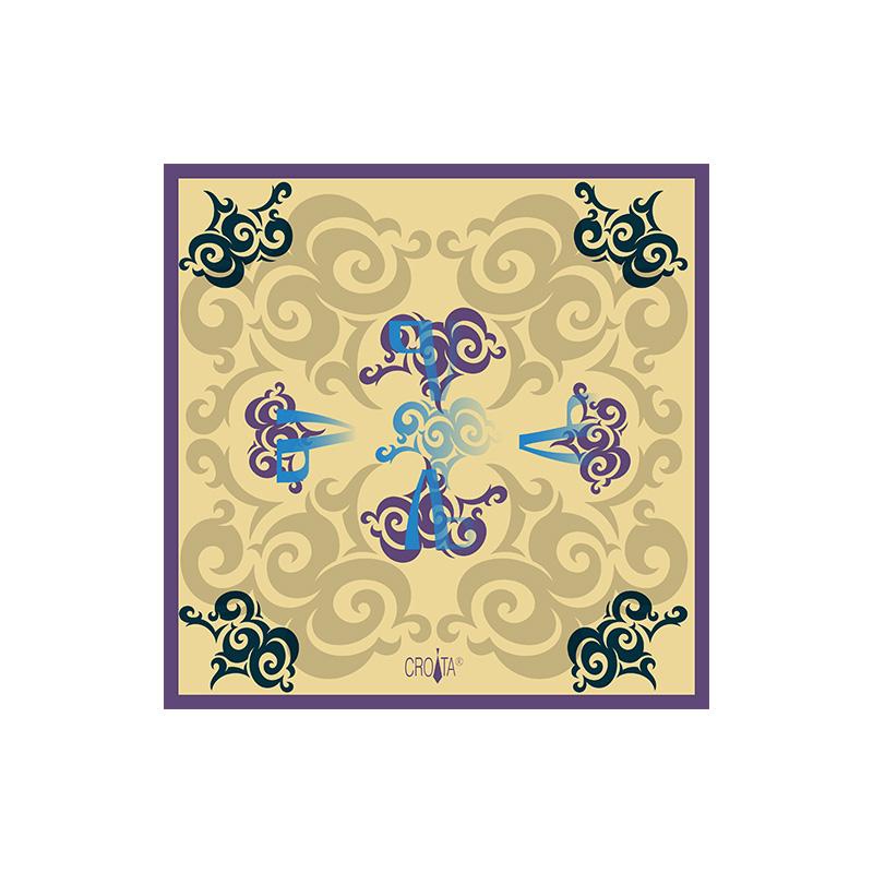 Scarf CROATA Brijuni Thematic  Glagolitic alphabet Petroleum  Silk 100%  