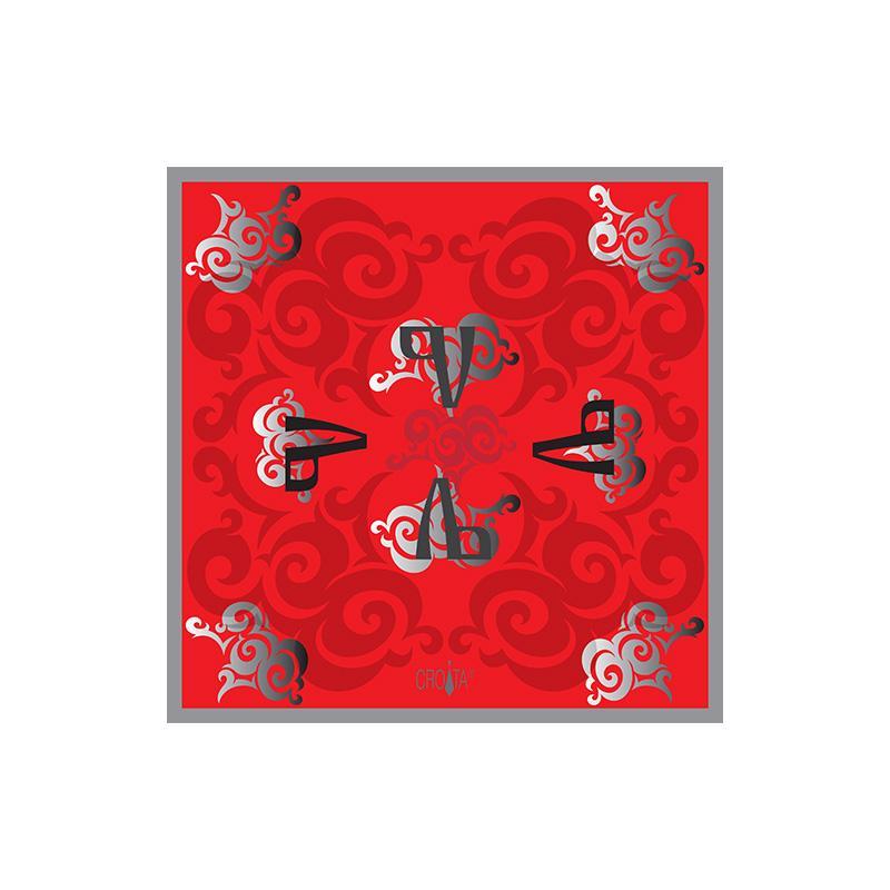 Scarf CROATA Brijuni Thematic  Glagolitic alphabet Red  Silk 100%  