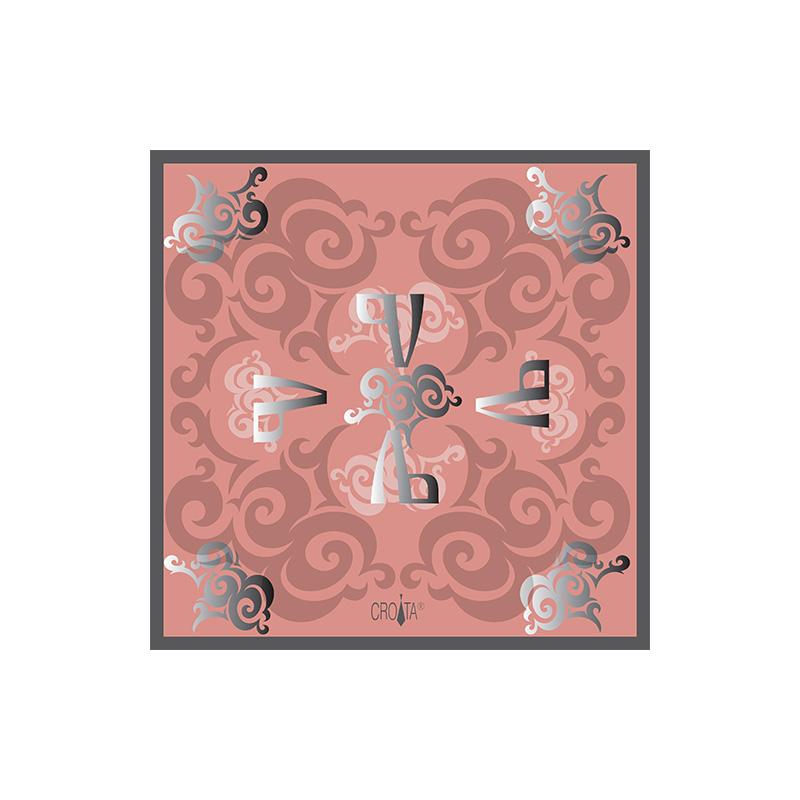 Scarf CROATA Brijuni Thematic  Glagolitic alphabet Pink  Silk 100%  