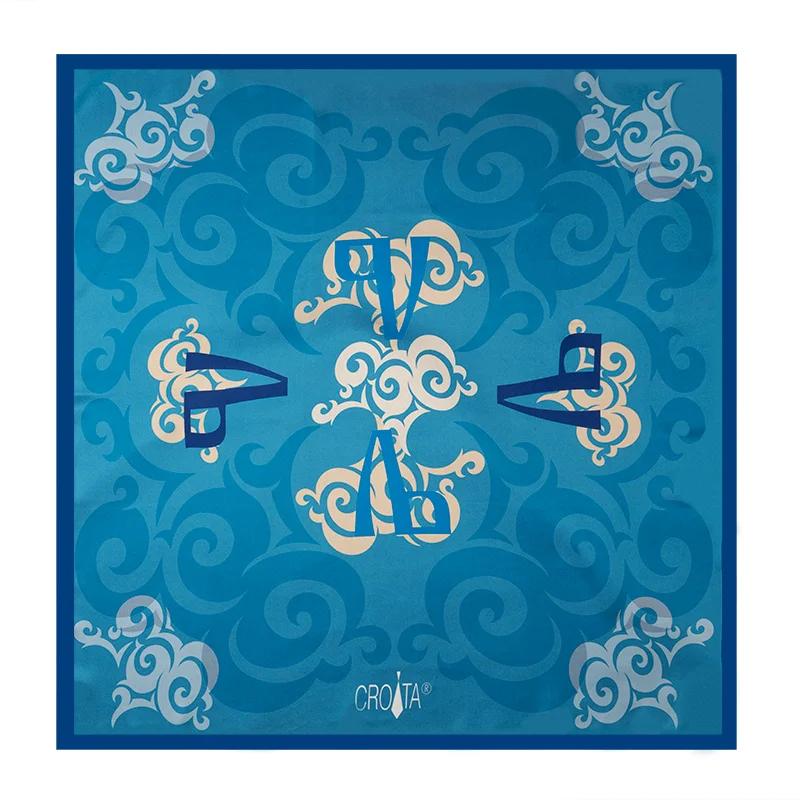 Scarf CROATA Brijuni Thematic  Glagolitic alphabet Blue  Silk 100%  