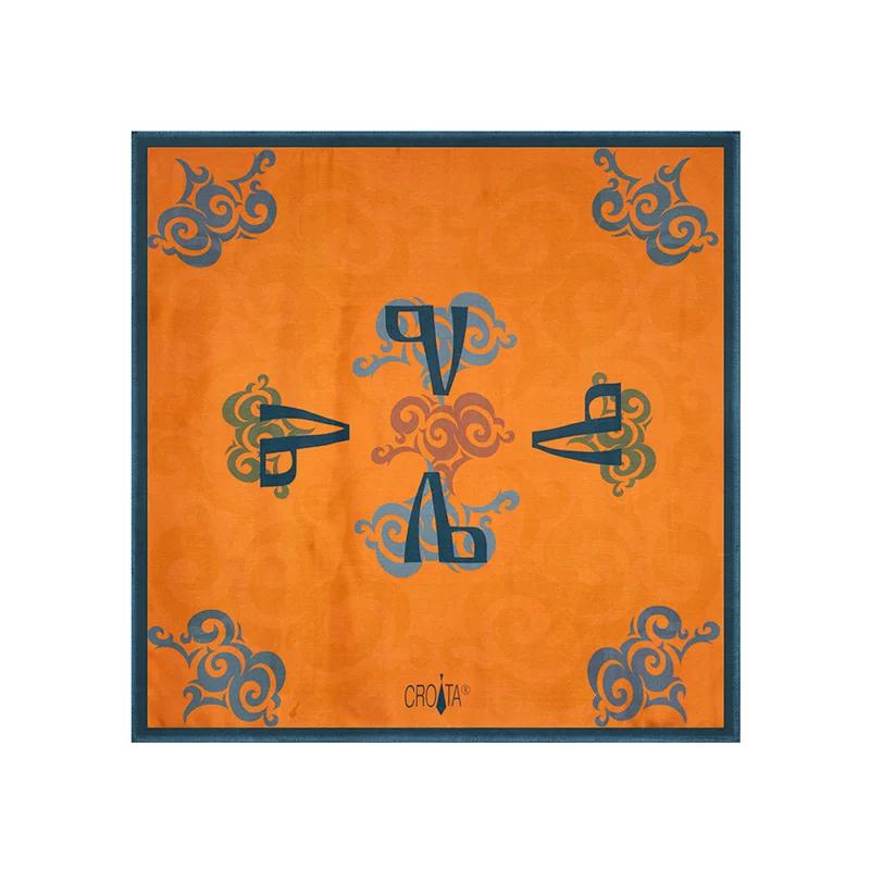 Scarf CROATA Brijuni   Glagolitic alphabet Orange  Silk 100%  