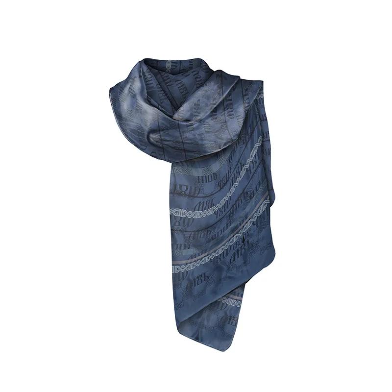 Shawl CROATA CROATA Thematic  Braiding and glagolitic alphabet Blue  Silk 100%  