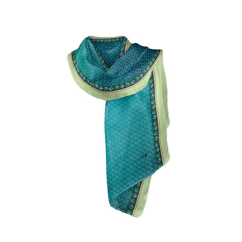 Shawl CROATA Thematic Shawl, thematic Zagreb cathedral Turquoise  Silk 100%  