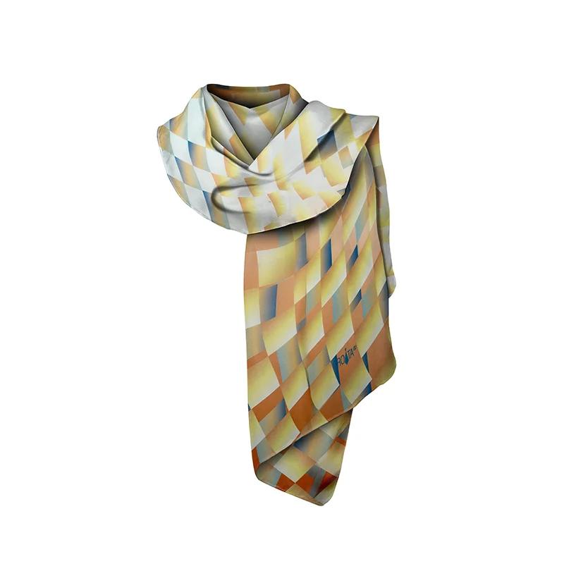 Shawl CROATA Thematic  Squares Yellow  Silk 100%  