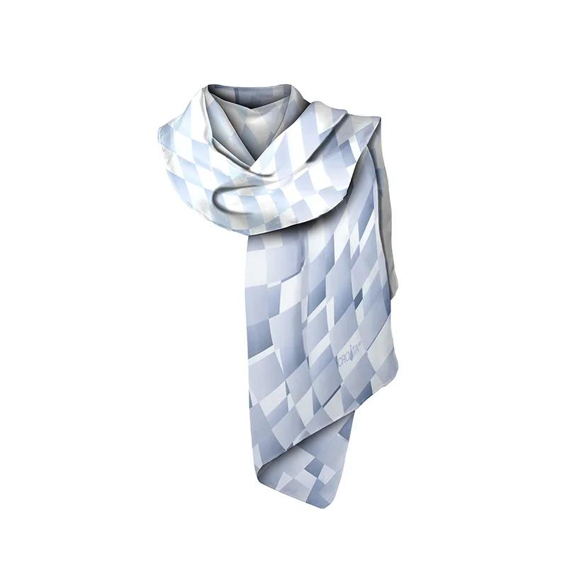 Shawl CROATA Thematic  Squares Light grey  Silk 100%  