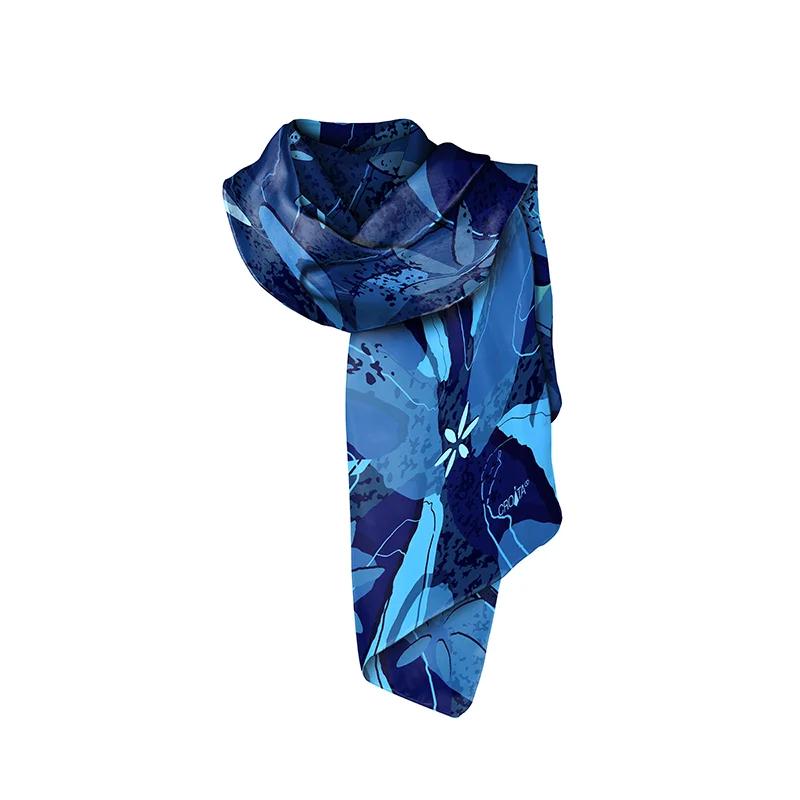Shawl CROATA Thematic  Water fountain Blue  Silk 100%  