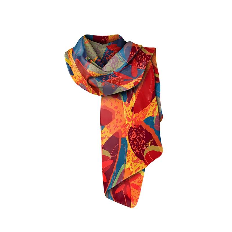 Shawl CROATA Thematic  Water fountain Red  Silk 100%  