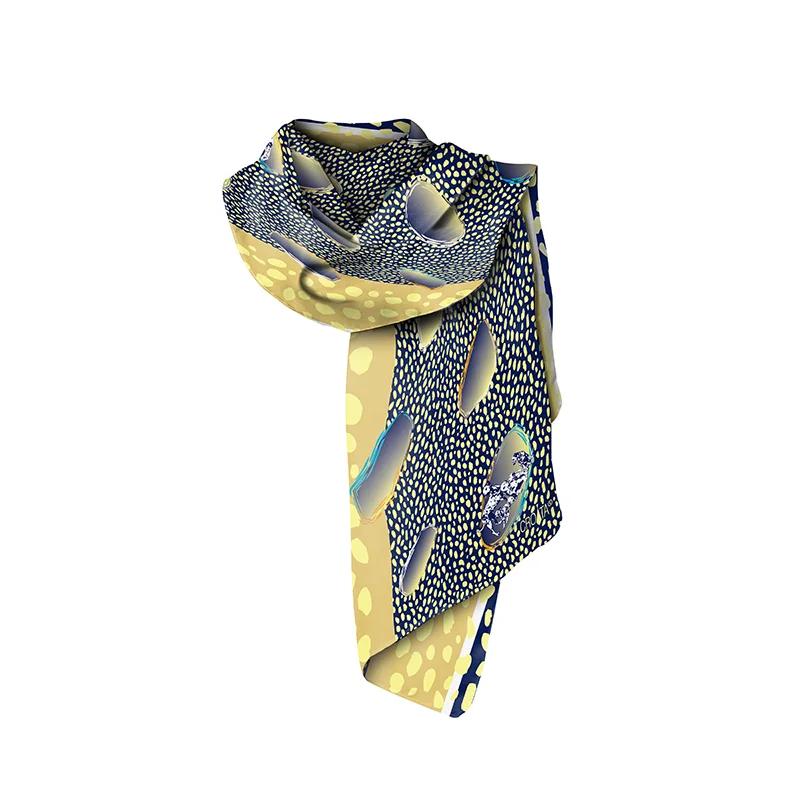 Shawl CROATA Thematic  Dalmatian dog Yellow  Silk 100%  