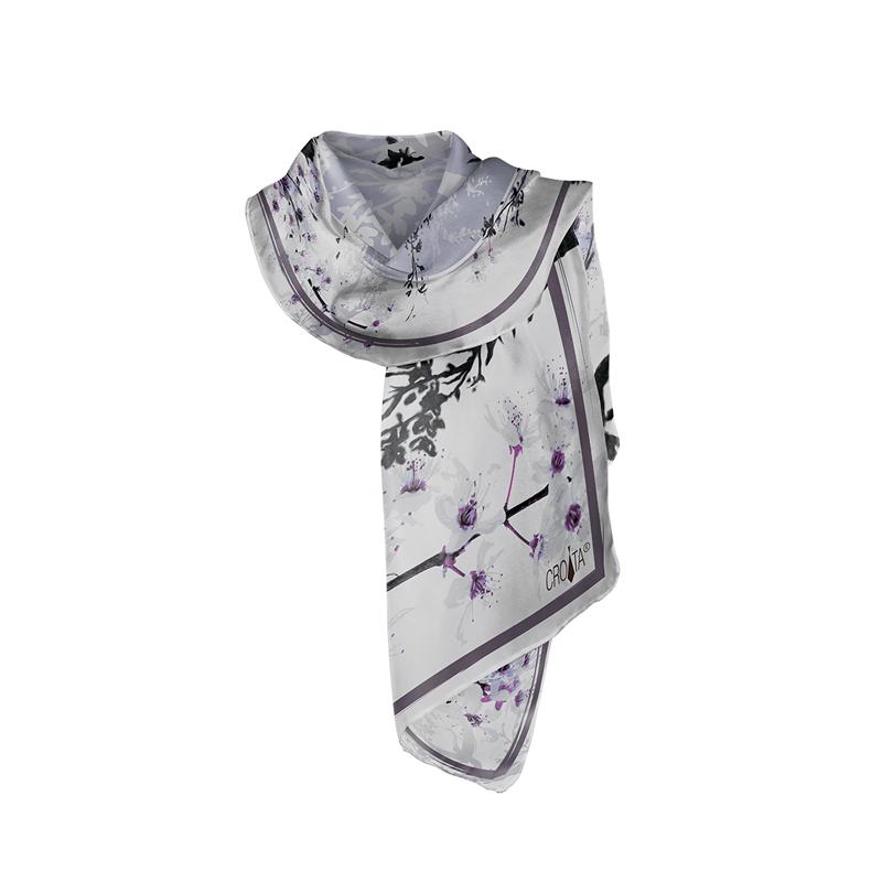 Shawl CROATA Classic Shawl, classic Flora and Fauna Purple  Silk 100%  