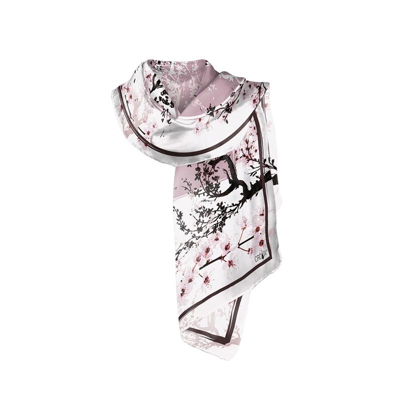 Shawl CROATA Classic Shawl, classic Flora and Fauna Deep pink  Silk 100%  