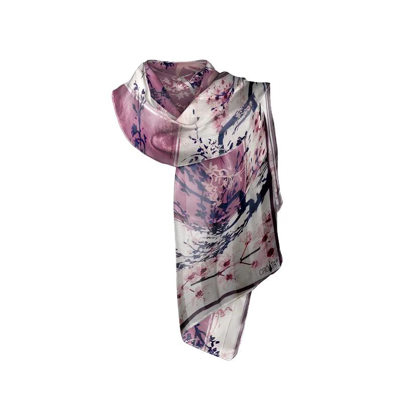 Shawl CROATA Classic Shawl, classic Flora and Fauna Pink  Silk 100%  