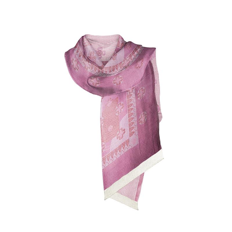 Shawl CROATA Classic Shawl Flora and Fauna Pink  Silk 100%  