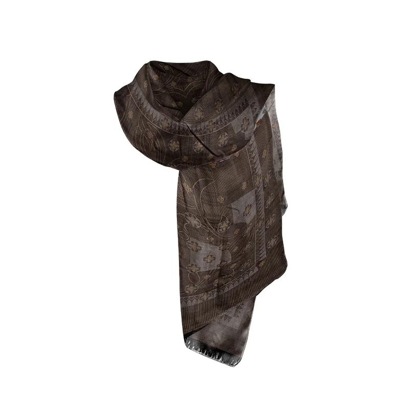 Shawl CROATA Thematic  Flora and Fauna Black  Silk 100%  