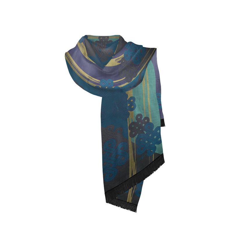 Shawl CROATA Thematic Shawl, thematic Braiding Petroleum  Silk 100%  
