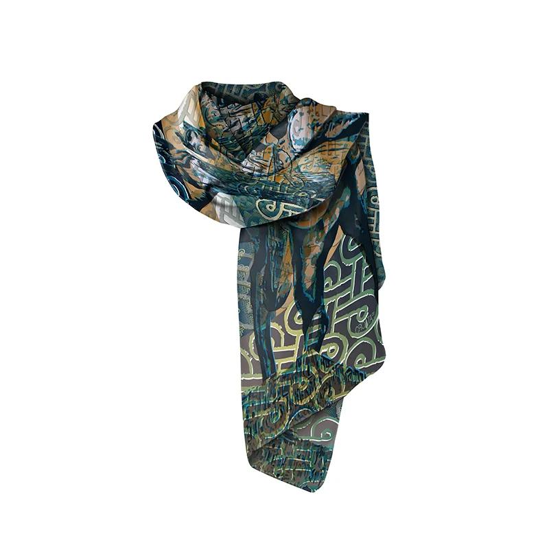Shawl CROATA Brijuni Thematic   Green  Silk 100%  