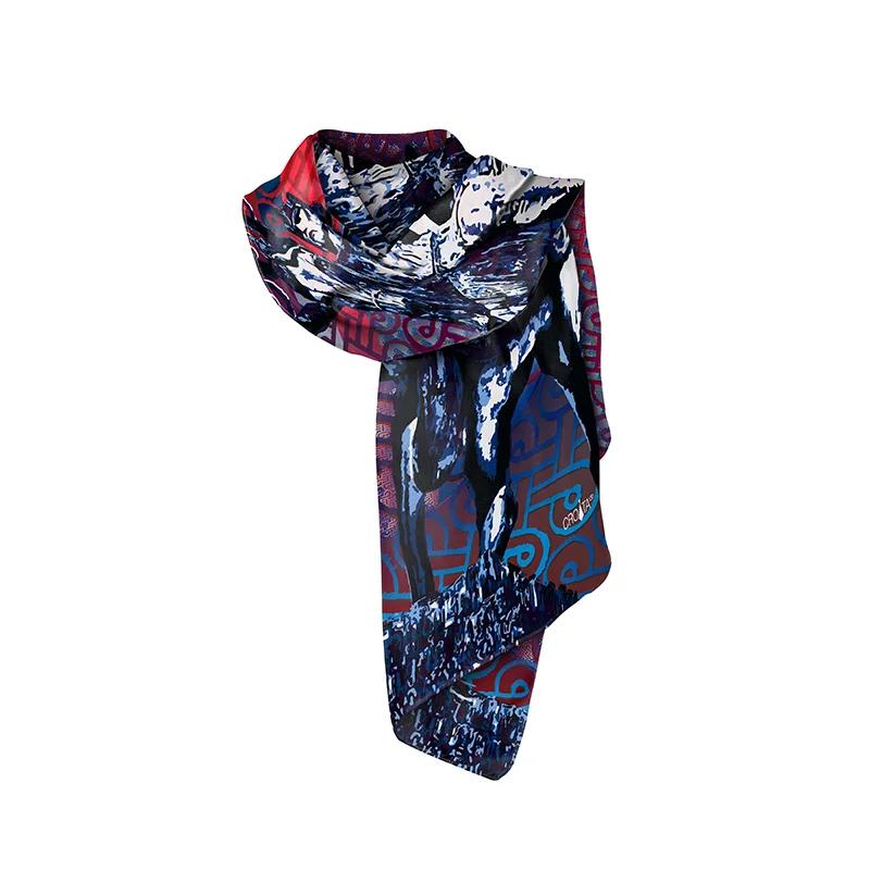 Shawl CROATA Brijuni Thematic   Red  Silk 100%  