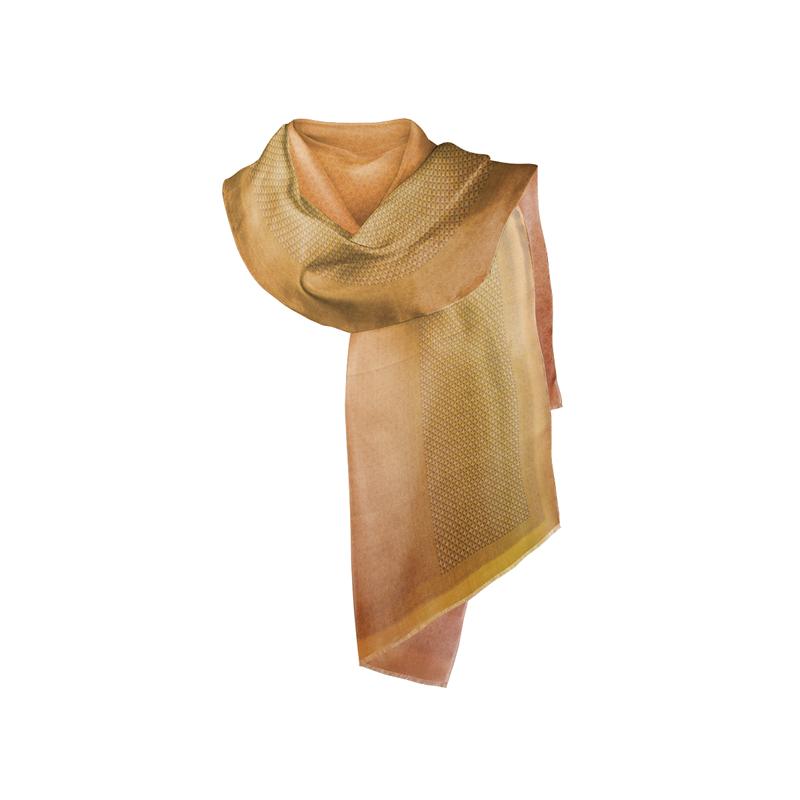 Shawl CROATA Dubrovnik Thematic Limited edition Braiding Yellow  Wool 48%, Silk 35%, Cashmere 17%  